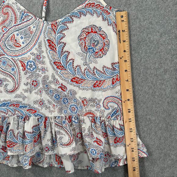 Abercrombie & Fitch Paisley Ruffle Hem Tank Top Size X-Small Strappy V-Neck - Picture 4 of 8